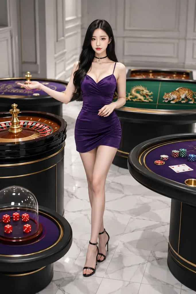 Casino hostess in elegant casino setting Casino hostess in elegant casino setting